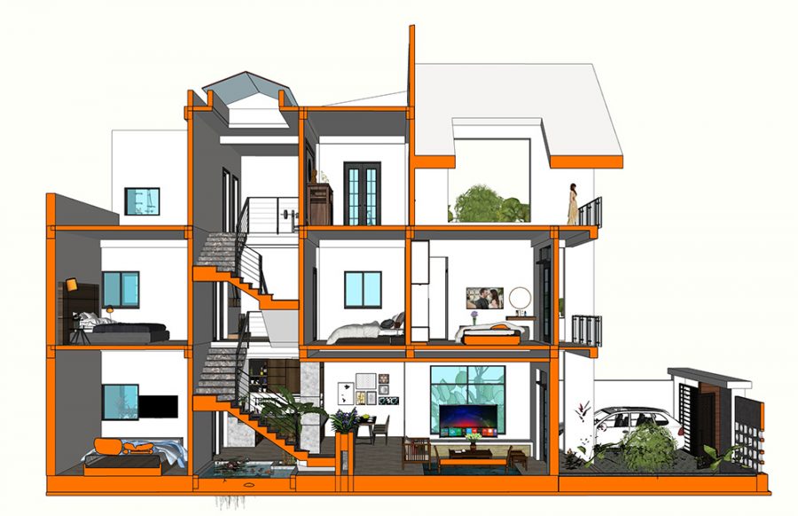 biệt thự 8mx20m 3 tầng