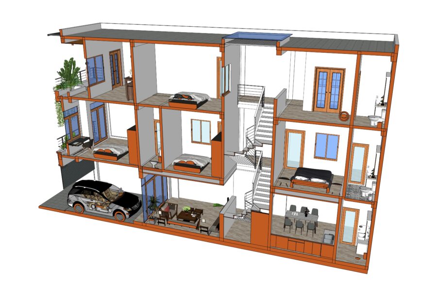 nhà phố 3 tầng đẹp