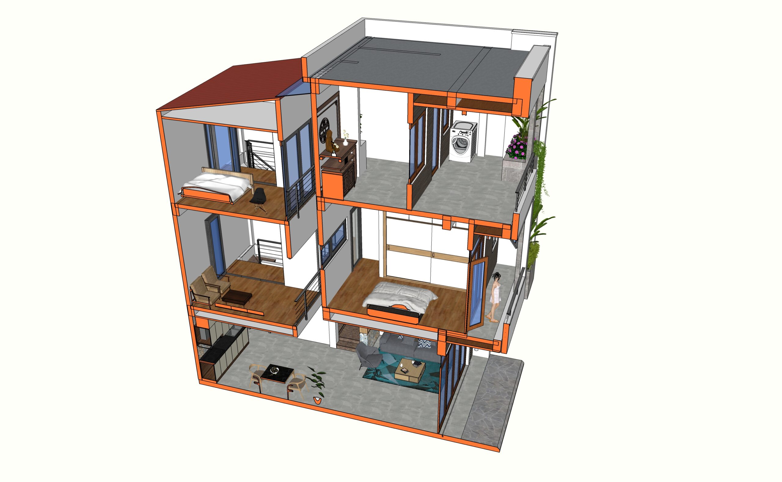 Nhà nhỏ 3 tầng lệch
