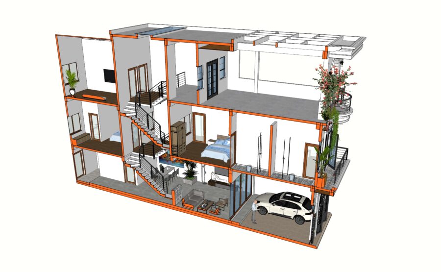 NHÀ 3 TẦNG LỆCH 5Mx19M