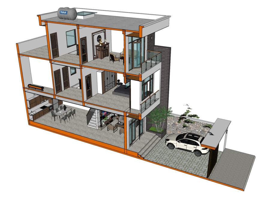 BIỆT THỰ 3 TẦNG 8M
