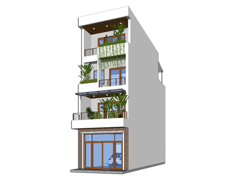NHÀ LỆCH TẦNG 5MX16M 4 TẦNG