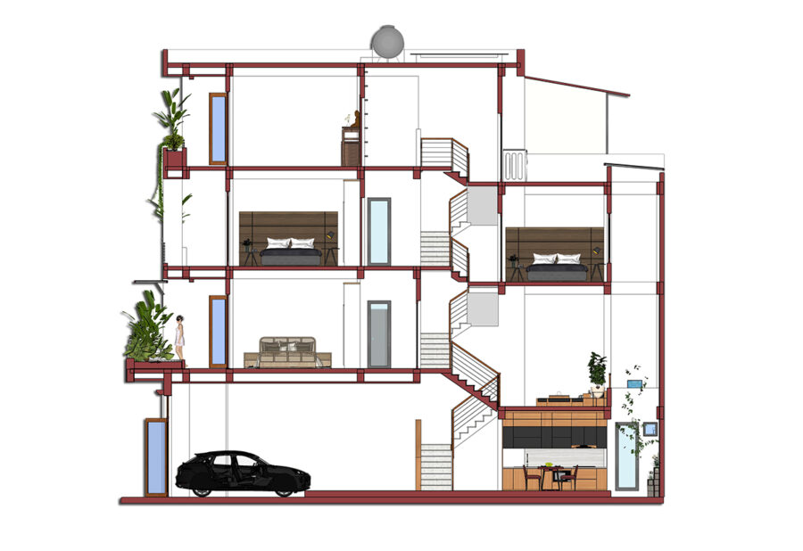 NHÀ LỆCH TẦNG 5M 4 TẦNG