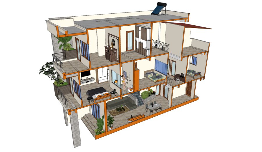 nhà lệch tầng hiện đại đẹp