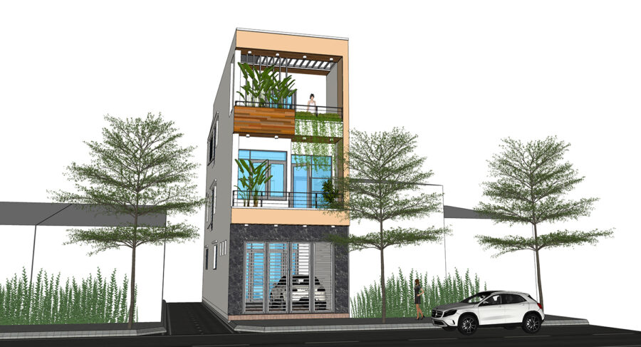 Nhà 4.5m x 16.5m 3 tầng