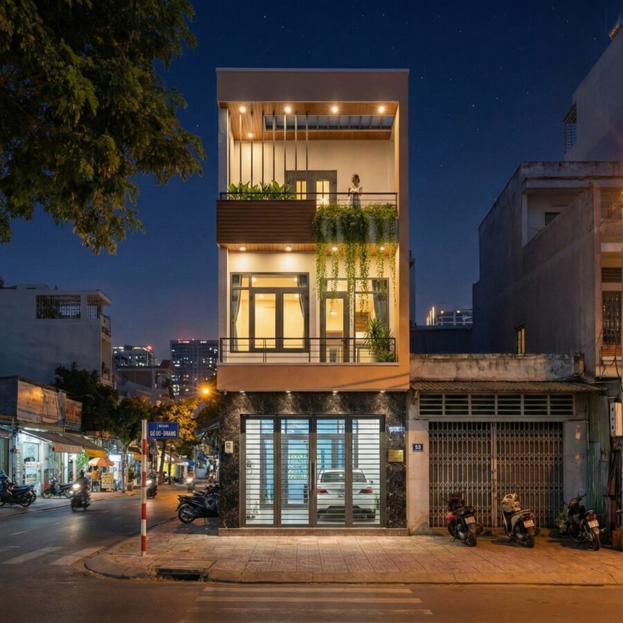 Nhà 4.5m x 16.5m 3 tầng