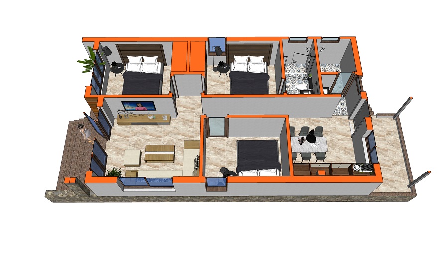 Nhà cấp 4 diện tích 7mx12m