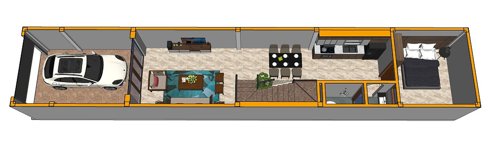 Nhà phố 4mx20m công trình có 3 phòng ngủ