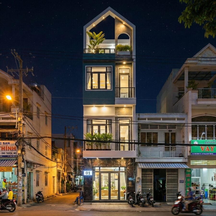 Nhà lệch tầng 4.1m x 18m