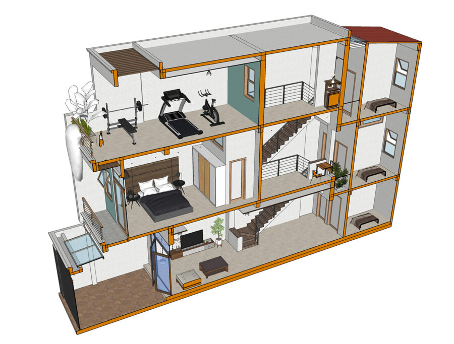 Nhà lệch tầng diện tích 4.2m 