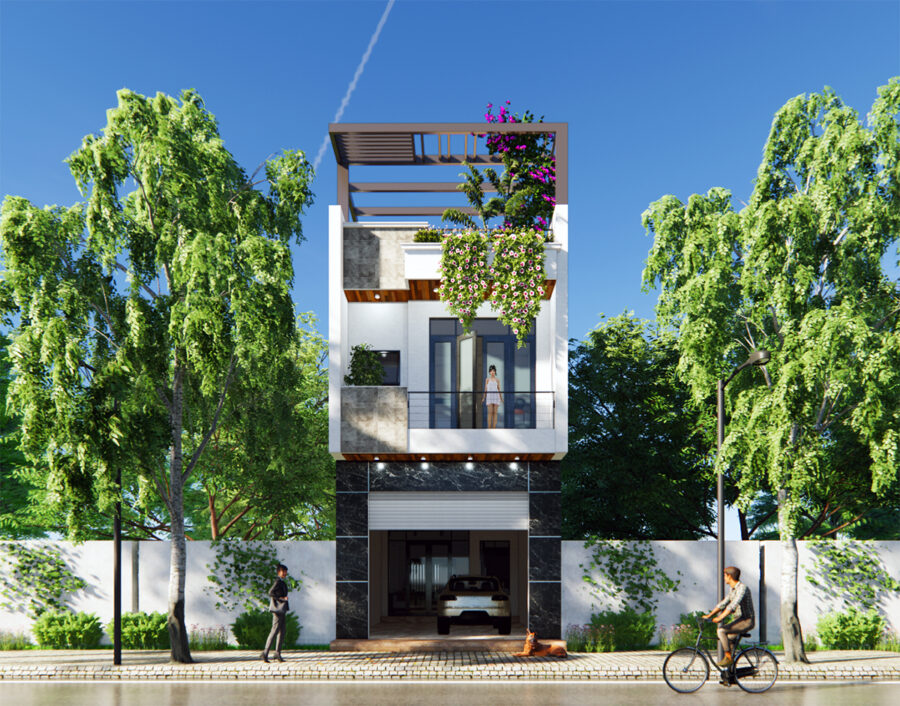 Nhà 3 tầng lệch kết hợp kinh doanh