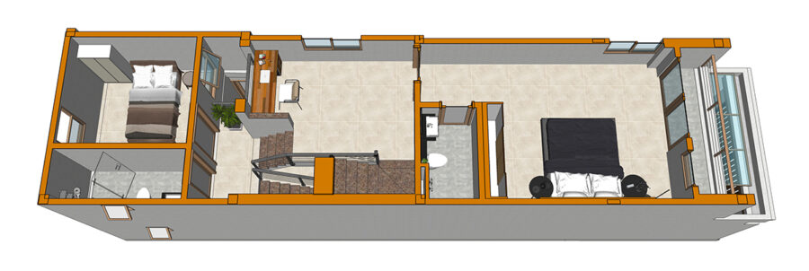 Nhà lệch tầng diện tích 4.2m 