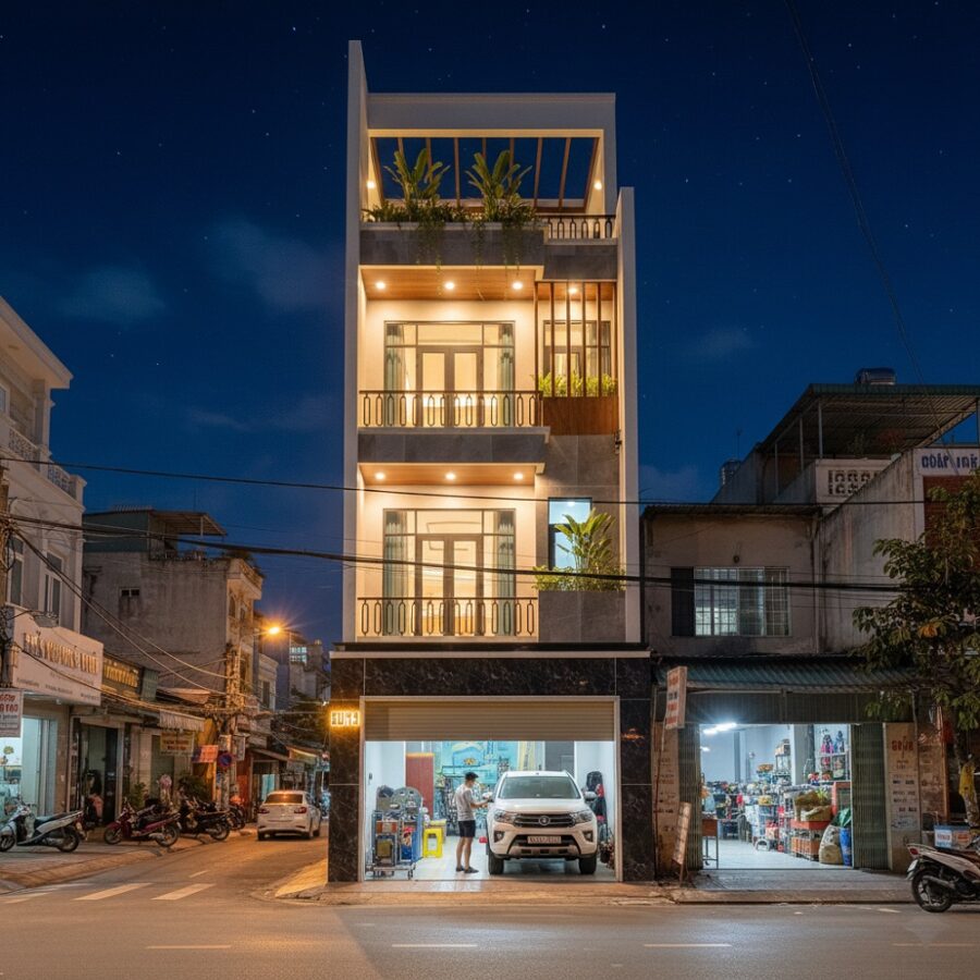 Nhà phố 4 tầng lệch 5m