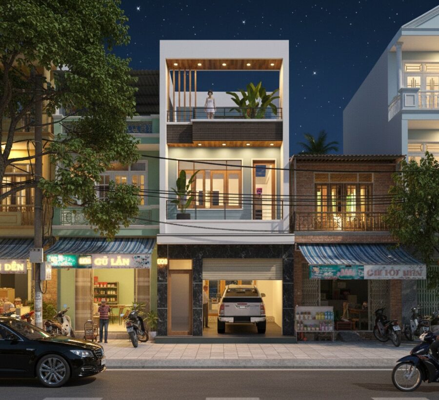 Nhà phố 3 tầng lệch 5m