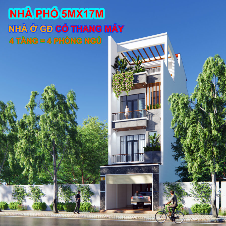 Nhà phố 4 tầng lệch 5m
