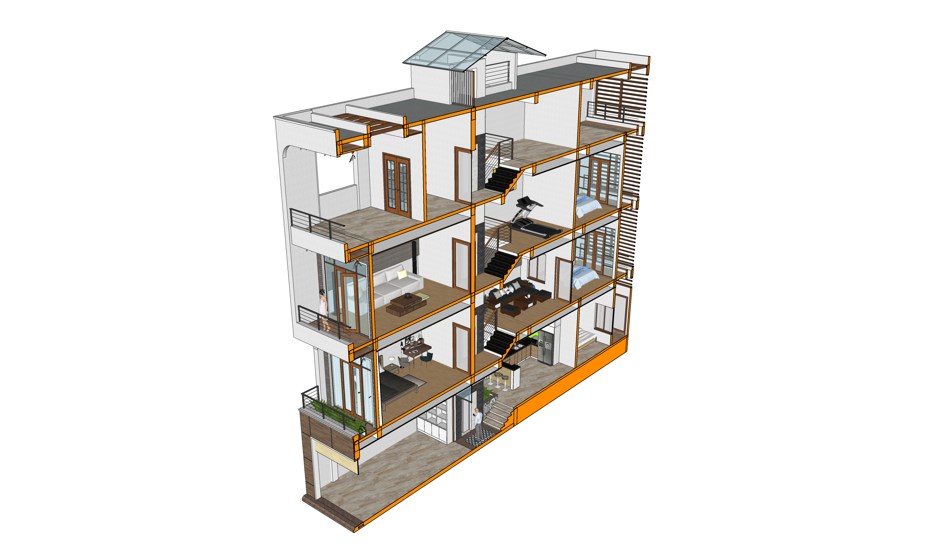 Nhà phố 4 tầng lệch