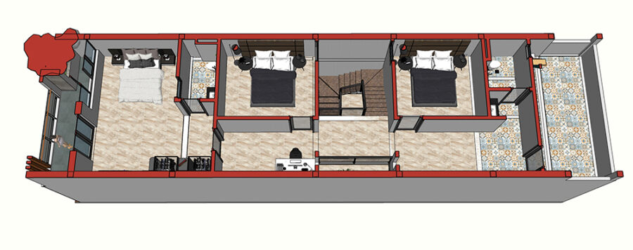 nhà phố 6m x 23m 2 tầng 