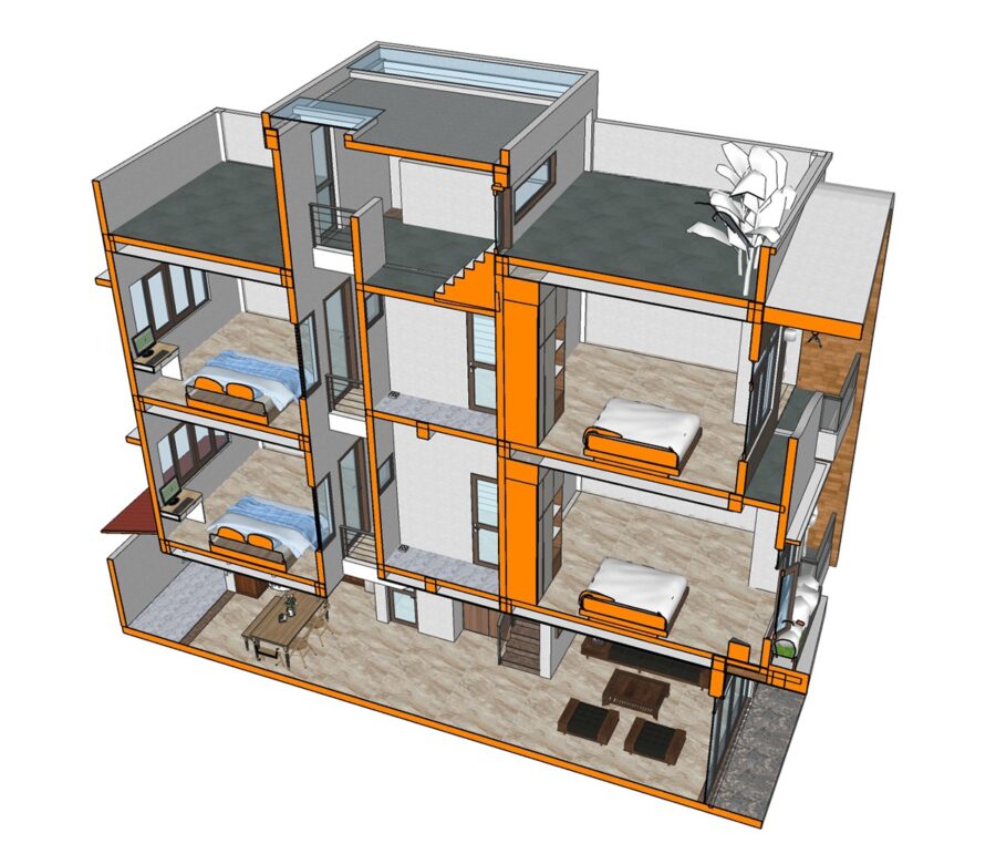 Nhà phố 3 tầng lệch