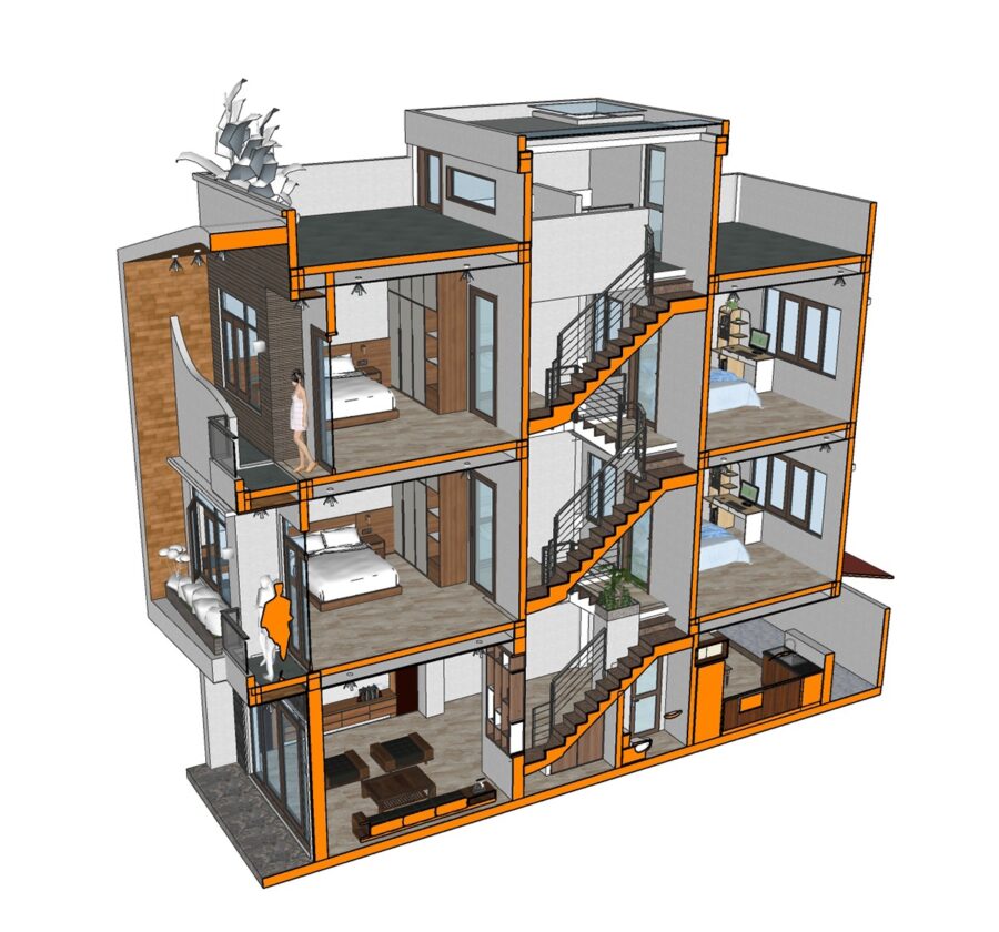 Nhà phố 3 tầng lệch