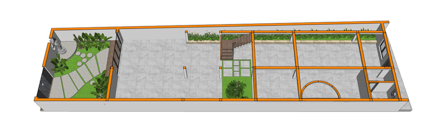 Nhà phố 3 tầng lệch 8m